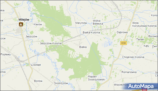 mapa Białka gmina Milejów, Białka gmina Milejów na mapie Targeo