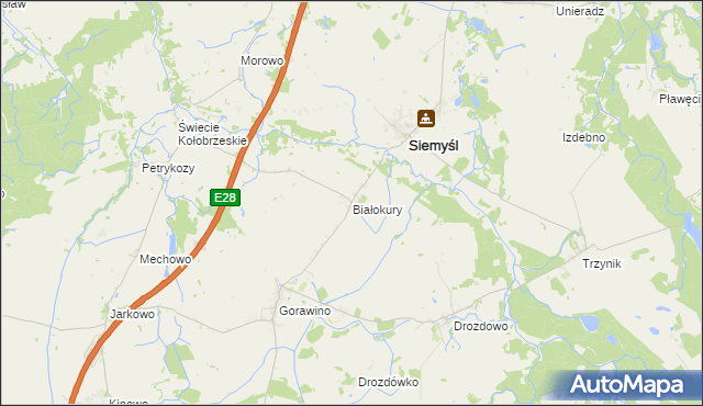 mapa Białokury, Białokury na mapie Targeo