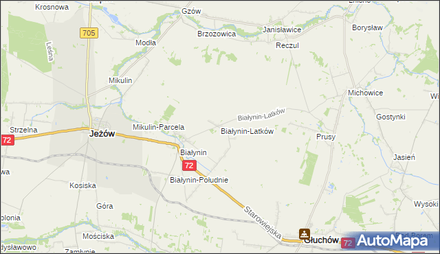 mapa Białynin-Latków, Białynin-Latków na mapie Targeo