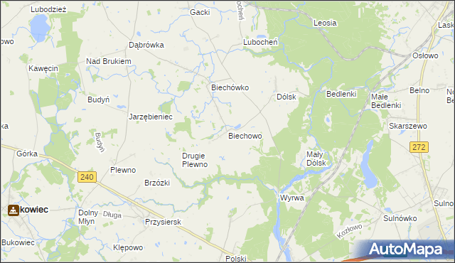 mapa Biechowo gmina Drzycim, Biechowo gmina Drzycim na mapie Targeo