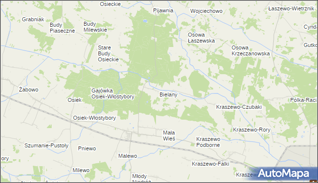 mapa Bielany gmina Raciąż, Bielany gmina Raciąż na mapie Targeo