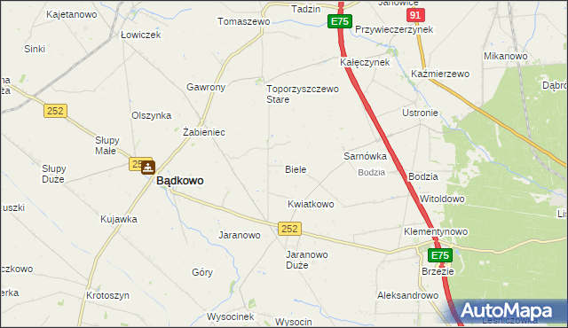 mapa Biele gmina Bądkowo, Biele gmina Bądkowo na mapie Targeo