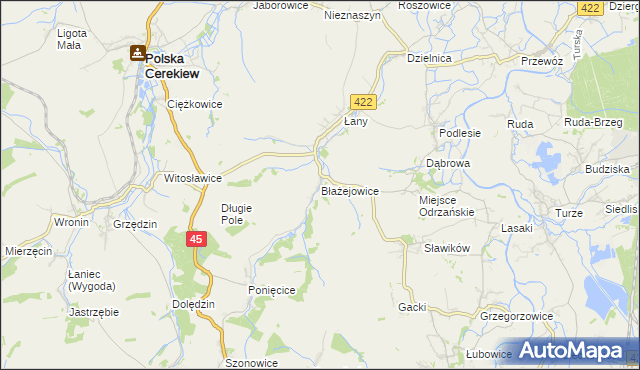 mapa Błażejowice gmina Cisek, Błażejowice gmina Cisek na mapie Targeo