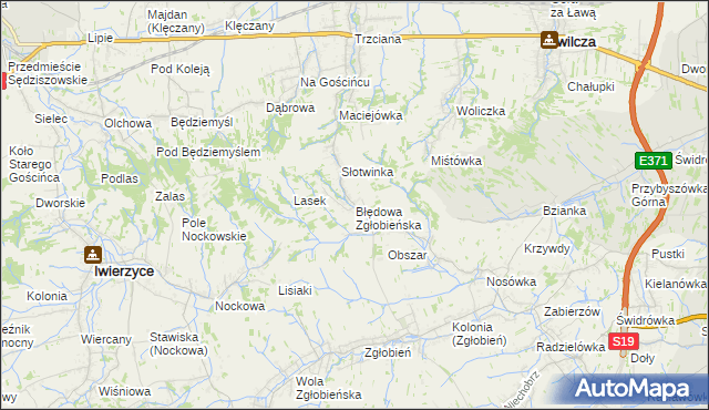 mapa Błędowa Zgłobieńska, Błędowa Zgłobieńska na mapie Targeo