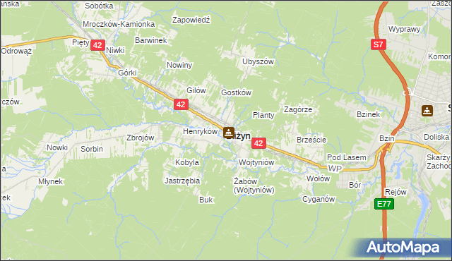 mapa Bliżyn, Bliżyn na mapie Targeo