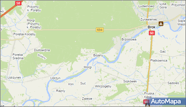 mapa Bojany, Bojany na mapie Targeo