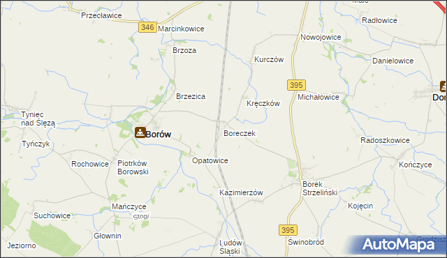 mapa Boreczek gmina Borów, Boreczek gmina Borów na mapie Targeo