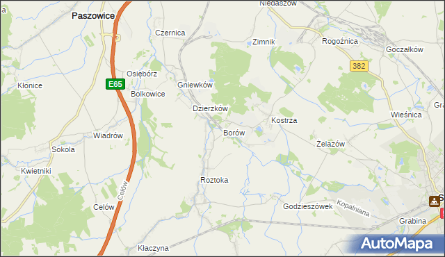 mapa Borów gmina Dobromierz, Borów gmina Dobromierz na mapie Targeo