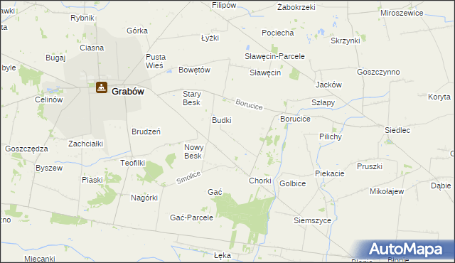 mapa Borów gmina Grabów, Borów gmina Grabów na mapie Targeo