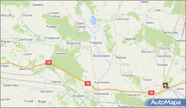 mapa Borszowice gmina Imielno, Borszowice gmina Imielno na mapie Targeo