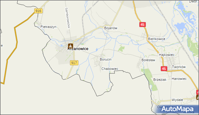 mapa Borucin gmina Krzanowice, Borucin gmina Krzanowice na mapie Targeo