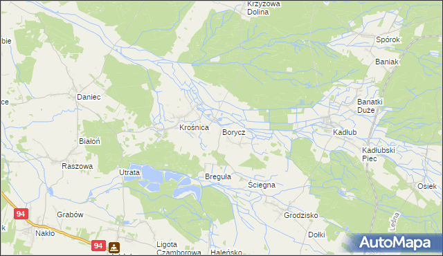 mapa Borycz, Borycz na mapie Targeo