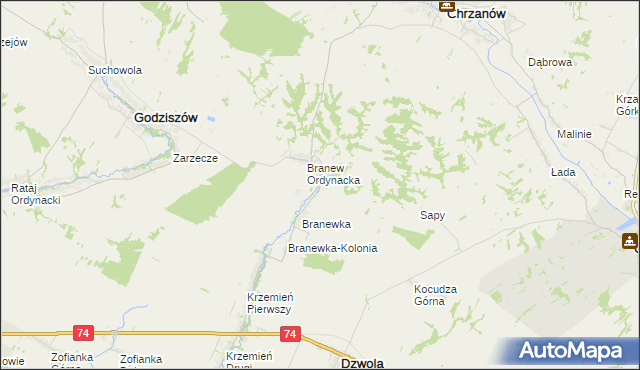 mapa Branew Szlachecka, Branew Szlachecka na mapie Targeo