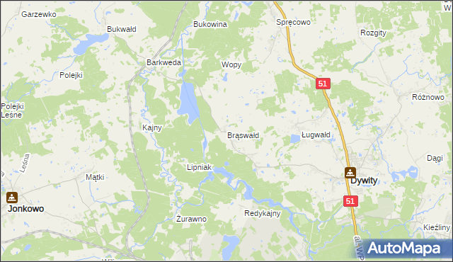 mapa Brąswałd, Brąswałd na mapie Targeo