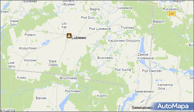 mapa Brukniewo, Brukniewo na mapie Targeo