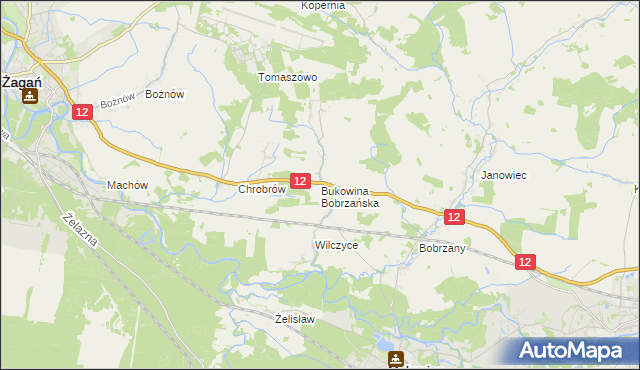 mapa Bukowina Bobrzańska, Bukowina Bobrzańska na mapie Targeo