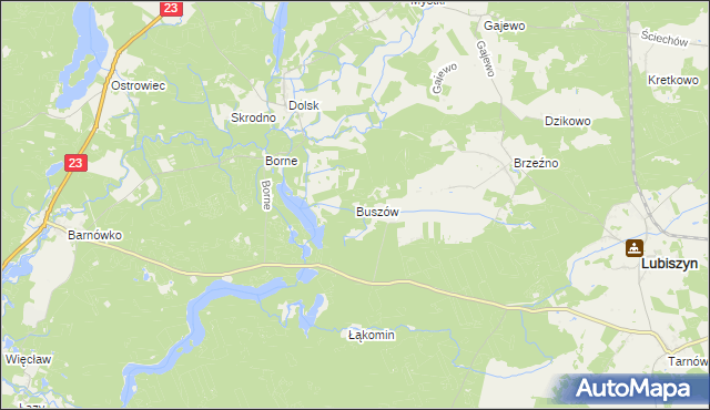 mapa Buszów gmina Lubiszyn, Buszów gmina Lubiszyn na mapie Targeo