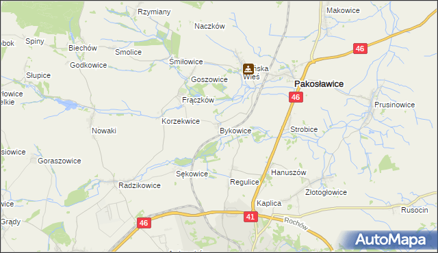 mapa Bykowice, Bykowice na mapie Targeo