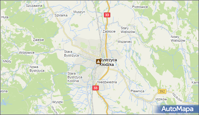 mapa Bystrzyca Kłodzka, Bystrzyca Kłodzka na mapie Targeo