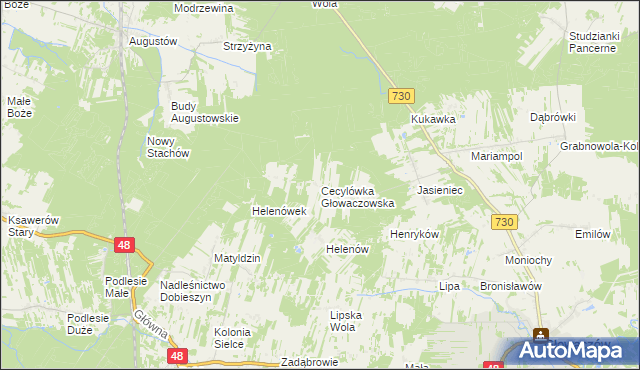 mapa Cecylówka Głowaczowska, Cecylówka Głowaczowska na mapie Targeo