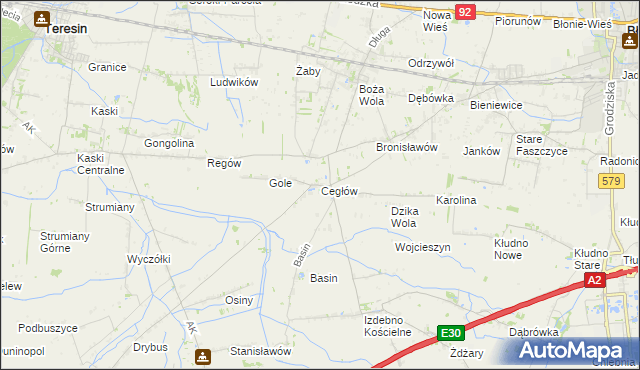 mapa Cegłów gmina Baranów, Cegłów gmina Baranów na mapie Targeo