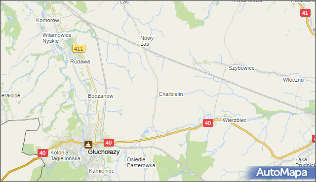 mapa Charbielin gmina Głuchołazy, Charbielin gmina Głuchołazy na mapie Targeo
