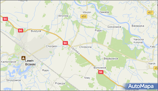 mapa Chróścina gmina Lewin Brzeski, Chróścina gmina Lewin Brzeski na mapie Targeo