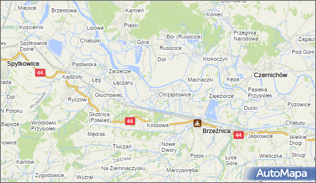 mapa Chrząstowice gmina Brzeźnica, Chrząstowice gmina Brzeźnica na mapie Targeo