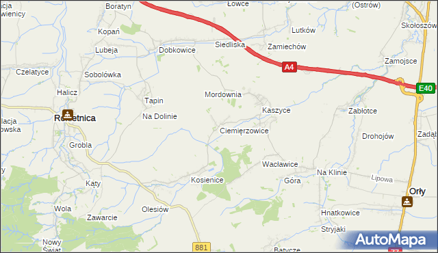 mapa Ciemięrzowice, Ciemięrzowice na mapie Targeo