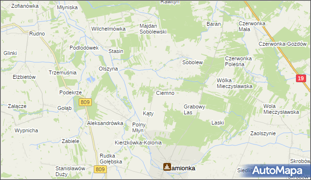 mapa Ciemno gmina Kamionka, Ciemno gmina Kamionka na mapie Targeo