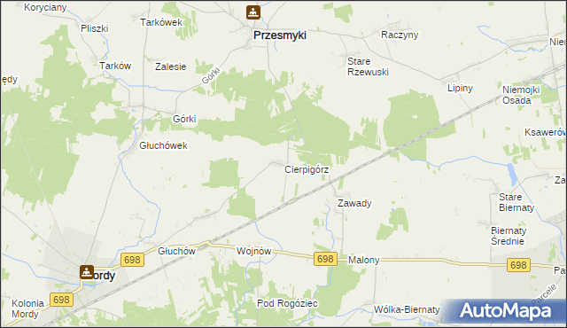 mapa Cierpigórz gmina Przesmyki, Cierpigórz gmina Przesmyki na mapie Targeo