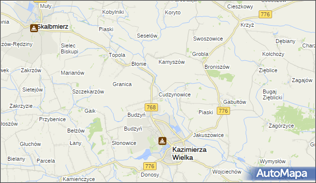 mapa Cudzynowice, Cudzynowice na mapie Targeo