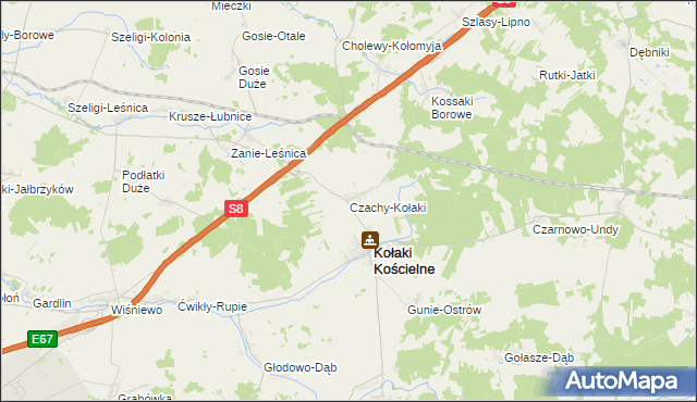 mapa Czachy-Kołaki, Czachy-Kołaki na mapie Targeo