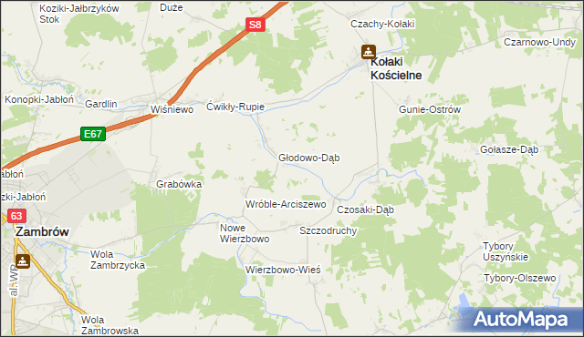 mapa Czarnowo-Dąb, Czarnowo-Dąb na mapie Targeo