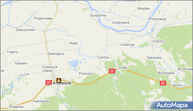mapa Czartów, Czartów na mapie Targeo