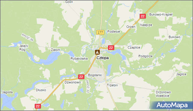 mapa Człopa, Człopa na mapie Targeo