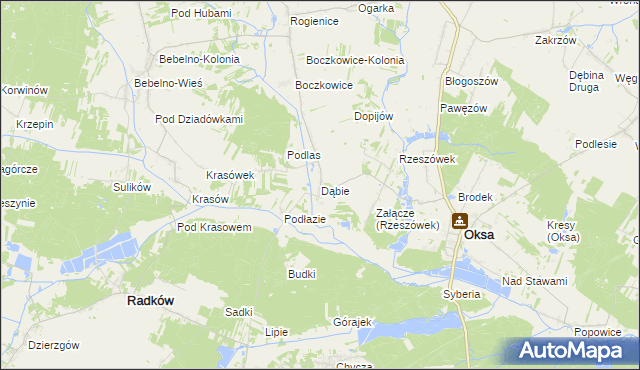 mapa Dąbie gmina Włoszczowa, Dąbie gmina Włoszczowa na mapie Targeo