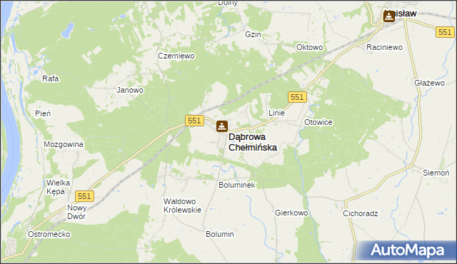 mapa Dąbrowa Chełmińska, Dąbrowa Chełmińska na mapie Targeo