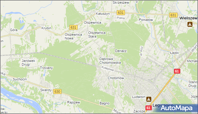 mapa Dąbrowa Chotomowska, Dąbrowa Chotomowska na mapie Targeo