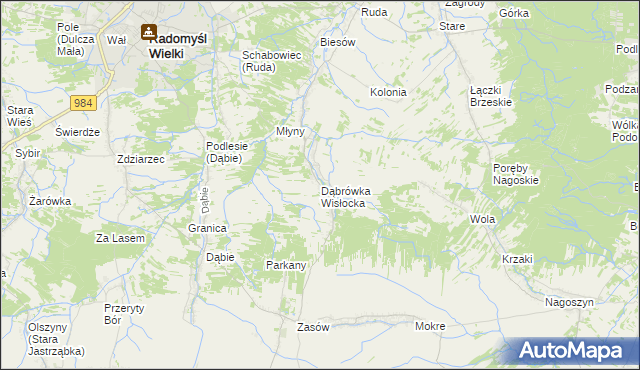 mapa Dąbrówka Wisłocka, Dąbrówka Wisłocka na mapie Targeo