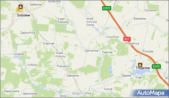 mapa Damianów, Damianów na mapie Targeo