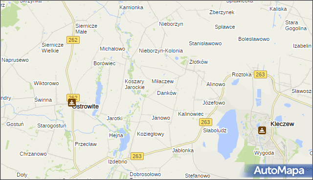 mapa Danków gmina Kleczew, Danków gmina Kleczew na mapie Targeo