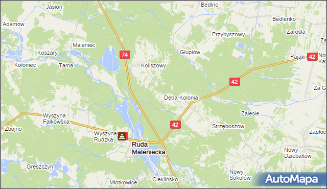 mapa Dęba-Kolonia, Dęba-Kolonia na mapie Targeo