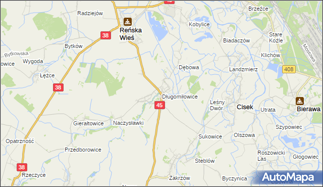 mapa Długomiłowice, Długomiłowice na mapie Targeo