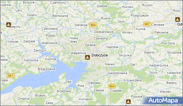 mapa Dobczyce, Dobczyce na mapie Targeo