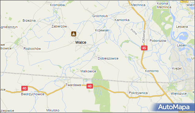 mapa Dobieszowice gmina Walce, Dobieszowice gmina Walce na mapie Targeo