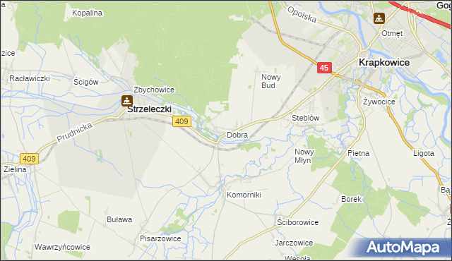mapa Dobra gmina Strzeleczki, Dobra gmina Strzeleczki na mapie Targeo