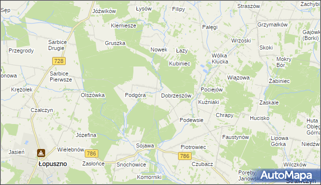 mapa Dobrzeszów, Dobrzeszów na mapie Targeo