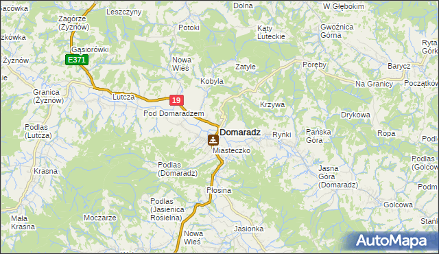 mapa Domaradz powiat brzozowski, Domaradz powiat brzozowski na mapie Targeo