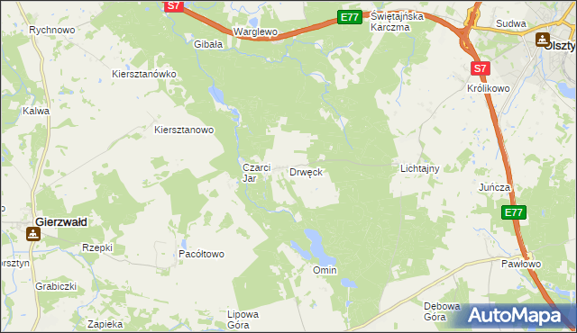 mapa Drwęck, Drwęck na mapie Targeo